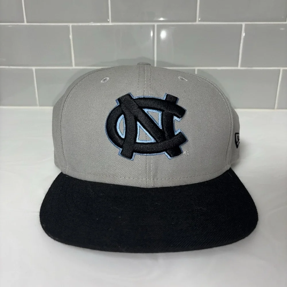 North Carolina Tar Heels UNC Fitted Hat 7 3/8 Cap Gray New Era 59Fifty